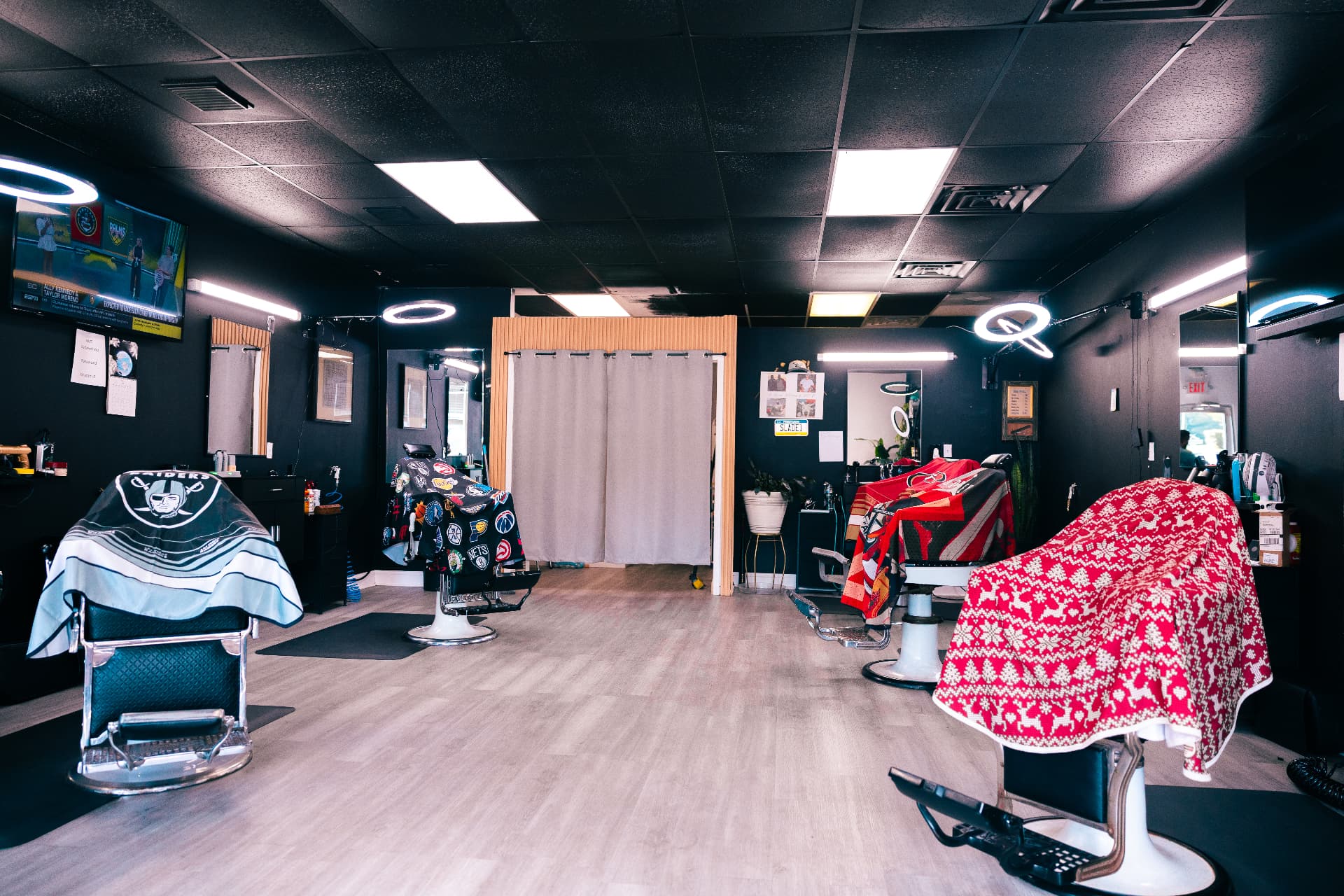 Wide view of the barbershop floor and chairs at Verified Cuts 2 in Fort Mill, SC.