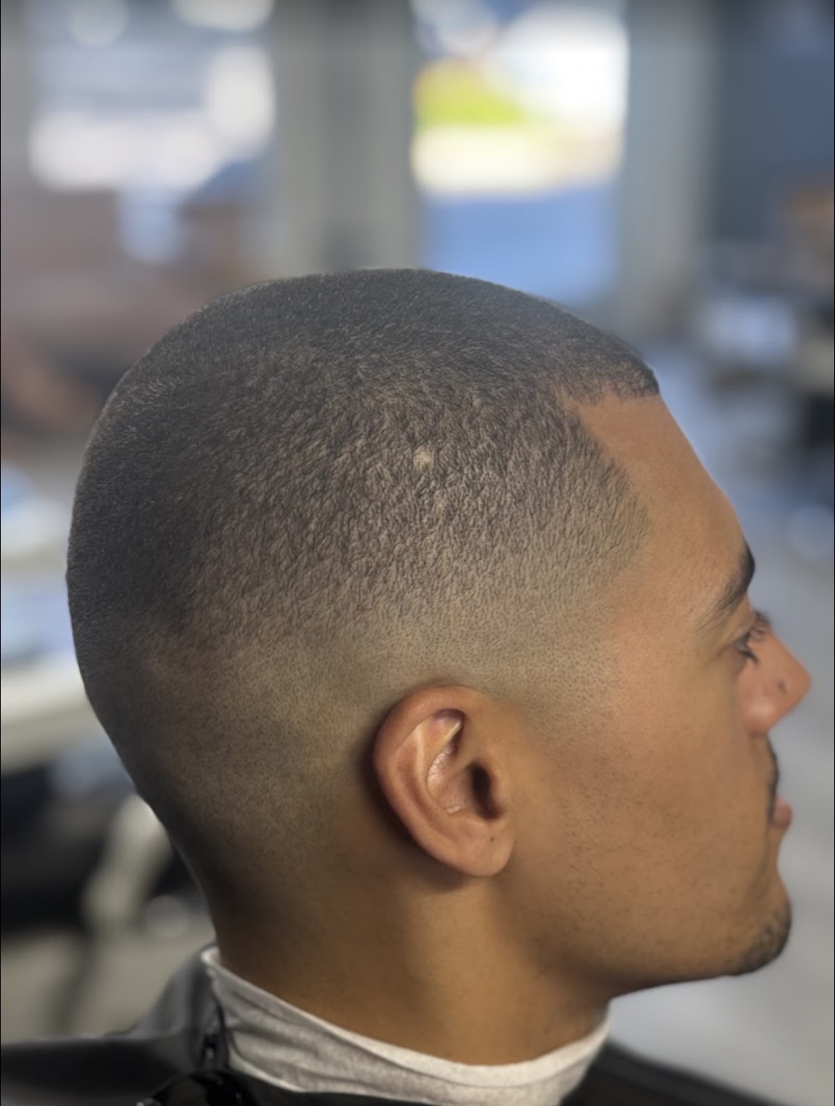 Bald skin fade with a sharp lineup completed at Verified Cuts 2 in Fort Mill, South Carolina.